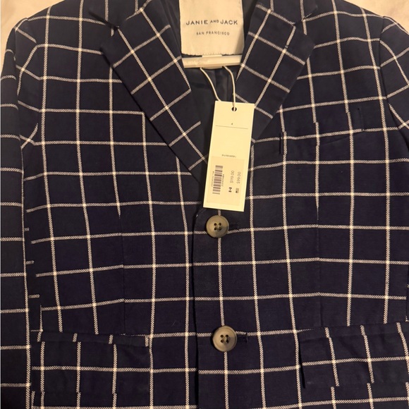 Janie and Jack Navy Blue Checkered Kids Matching Set - Picture 4 of 4